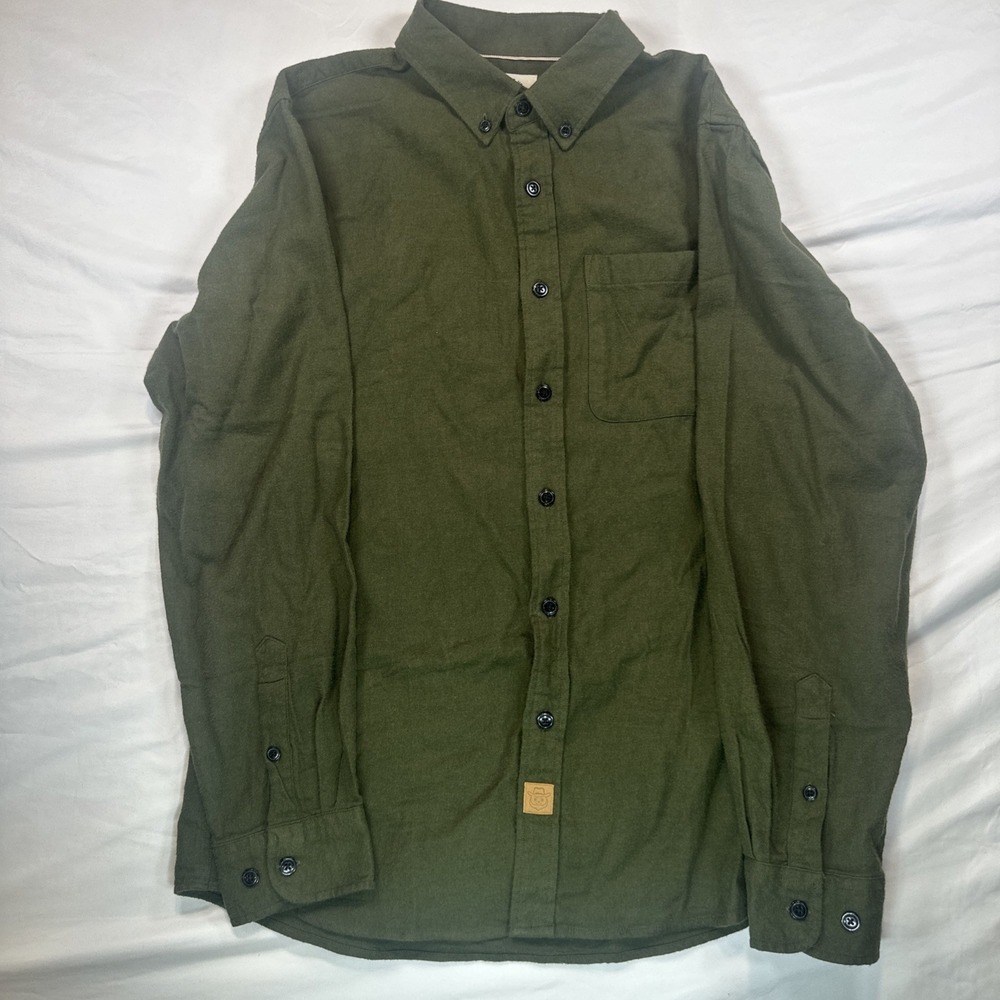 Dubinik Mens Flannel Shirt Green Heritage Warm Outdoor Thick Coldwear Sz Medium